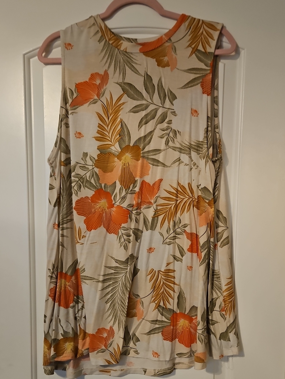 Floral Sleeveless Top in Cream and Orange